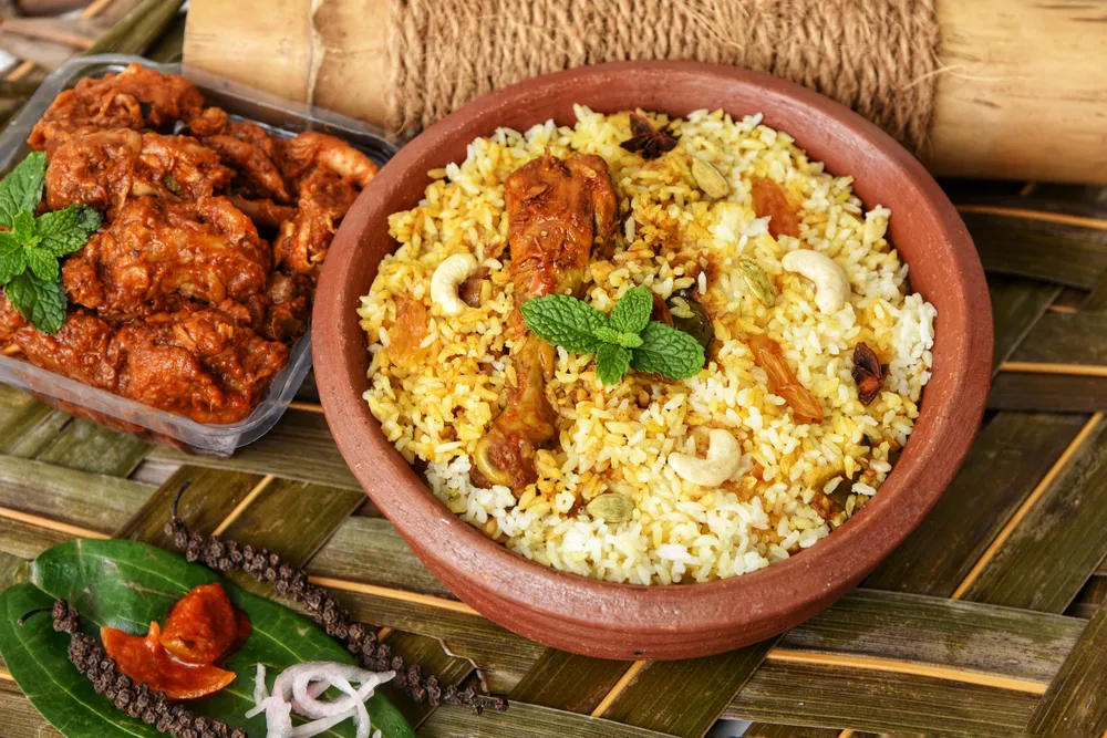Thalassery Malabar biryani with khyma rice and chicken